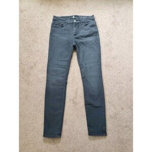 7 For All Mankind Jeans The High Waist Ankle Skinny Stretch Charcoal Gray Sz 30